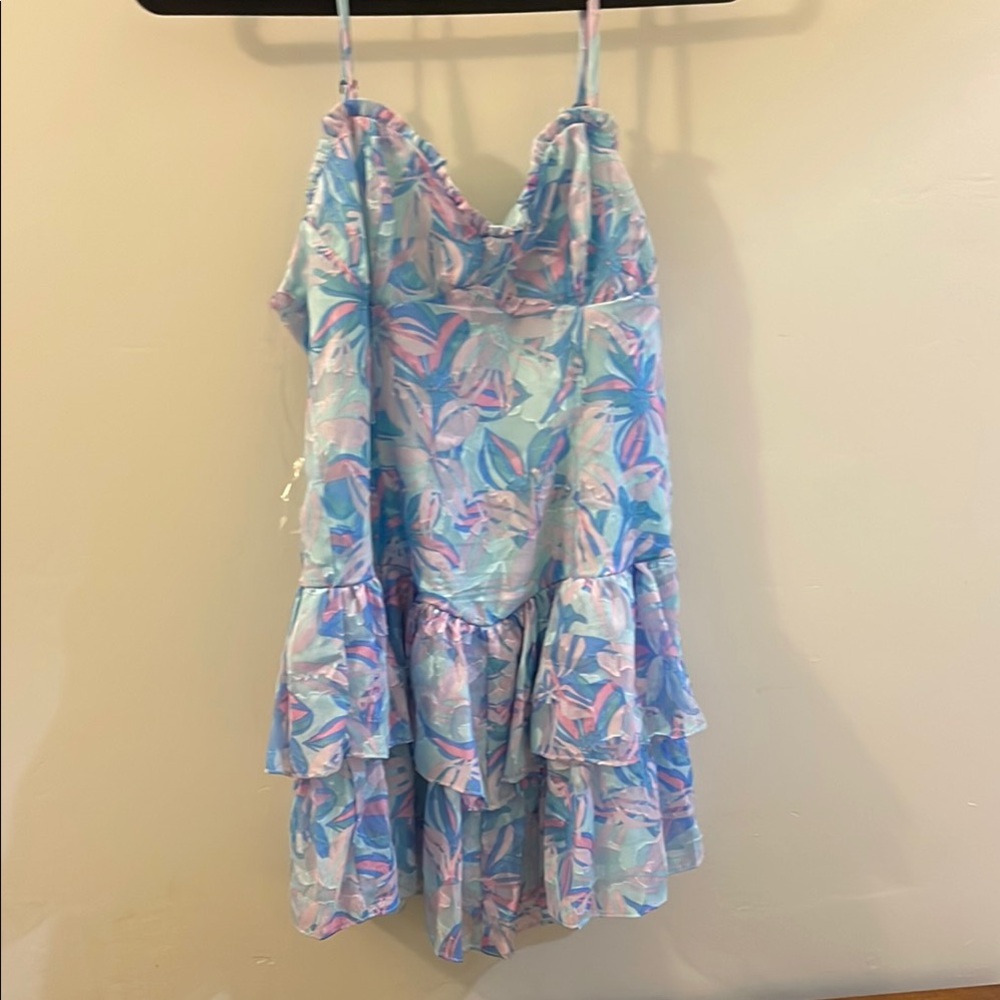 wild fable Pastel Blue & Pink Tropical Print Mini Dress